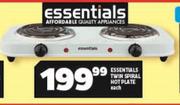 Essentials Twin Spiral Hotplate-Each