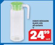 Usave Hexagon Glass Jug All Variants-1L Each