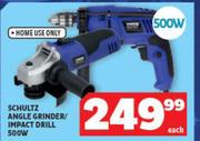 Schultz Angle Grinder/Impact Drill 500W-Each