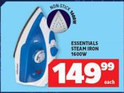 Essentials 1600W Steam Iron-Each