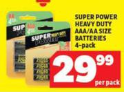 Super Power Heavy Duty AAA/AA Size Batteries 4 Pack-Per Pack