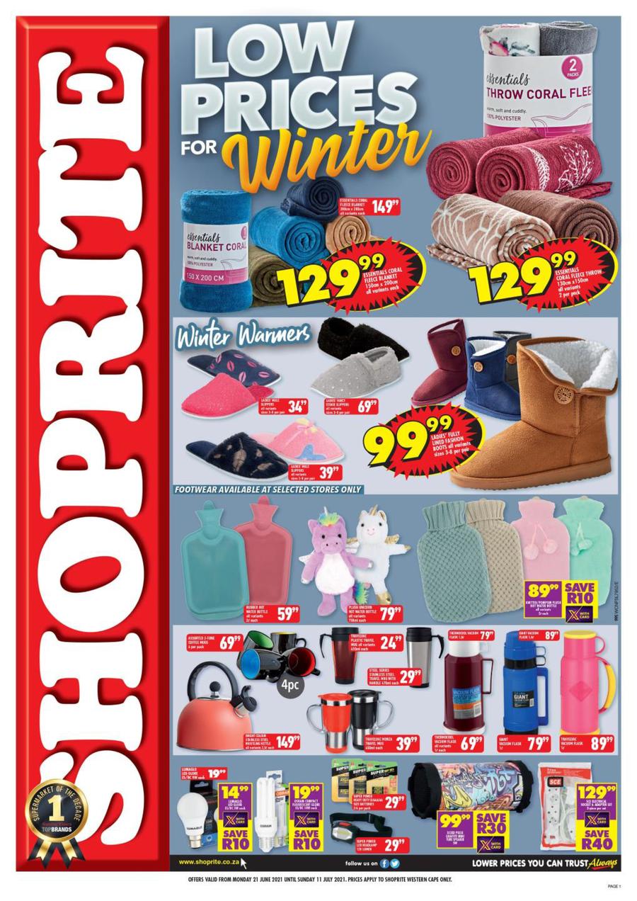 Shoprite Western Cape Low Prices For Winter 21 June 11 July 2021 Www Guzzle Co Za