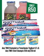 Any Two Parmalat Or Yumchums Yoghurt 6's & Any Two Steri Stumpie 350ml/250ml