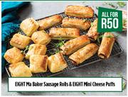 Eight Ma Baker Sausage Rolls & Eight Mini Cheese Puffs-For All
