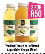 You First Filtered Or Unfiltered Apple Cider Vinegar-3 x 330ml