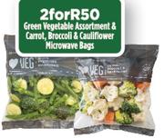 Green Vegeatable Assortment & Carrot, Broccoli & Cauliflower Microwave Bags-For 2