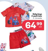 Baby Boys 2 Pack Tees (0-24 Months)-Each