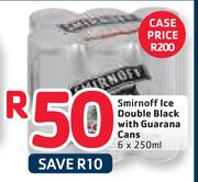 Smirnoff Ice Double Black With Guarana Cans-6x250ml