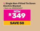 Pure Pleasure Single Non Fitted Tie Down Electric Blanket