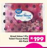 Great Value 1 Ply Toilet Tissue Rolls (48 Pack)