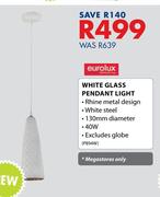 Eurolux White Glass Pendant Light