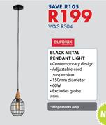 Eurolux Black Metal Pendant Light