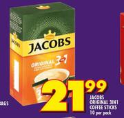 Jacobs Original 3 In 1 Coffee Sticks-10 Per Pack