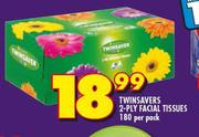 Twin Savers 2-Ply Facial Tisus 180-Per Pack