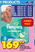 Pampers Active Baby Dry Disposable Nappies Maxi Pack Of 66-Per Nappy