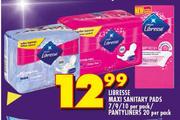 Libresse Maxi Sanitary Pads 7/9/10 Per Pack/Pantyliners 20-Per Pack