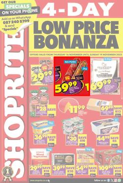 Shoprite KwaZulu-Natal : Low Price Bonanza (16 November - 19 November 2023), page 1