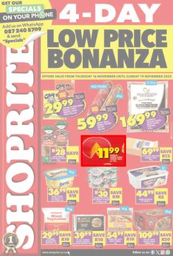 Shoprite KwaZulu-Natal : Low Price Bonanza (16 November - 19 November 2023), page 1