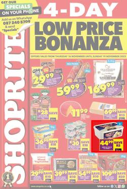 Shoprite KwaZulu-Natal : Low Price Bonanza (16 November - 19 November 2023), page 1