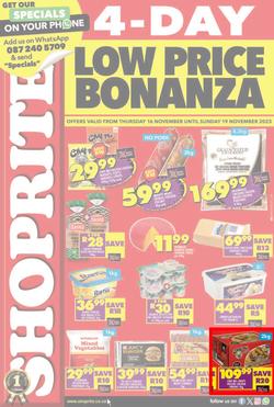 Shoprite KwaZulu-Natal : Low Price Bonanza (16 November - 19 November 2023), page 1
