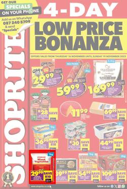 Shoprite KwaZulu-Natal : Low Price Bonanza (16 November - 19 November 2023), page 1