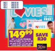 Lovies Premium Pull Up Pants 3436/38/40-Per Pack