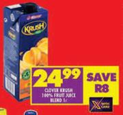 Clover Krush 100% Fruit Juice Blend-1L