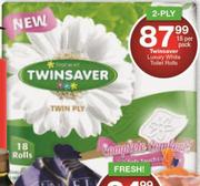 Twinsaver Luxury White Toilet Rolls 2 Ply-18's Per Pack