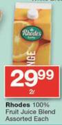 Rhodes 100% Fruit Juice Blend-2L Each