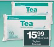 House Brand Tagless Teabags-100's Per Pack