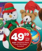 Astir Christmas Plush Pouch Chocolates-100g Each
