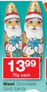 Wawl Chocolate Gold Santa-70g Each
