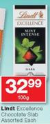 Lindt Excellence Chocolate Slab Assorted-100g Each
