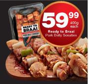 Ready To Braai Pork Belly Sosaties 400g-Each