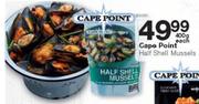 Cape Point Half Shell Mussels 400g-Each