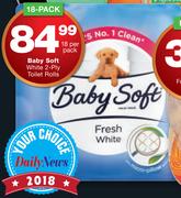Baby Soft White 2-Ply Toilet Rolls 18-Per Pack