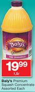 Dalyʼs Premium Squash Concentrate-1,5Ltr Each