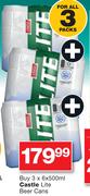 Castle Lite Beer Cans-3 x 6 x 500ml