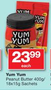 Yum Yum Peanut Butter-400g/Sachets-18x15g Each