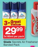 Glade Secrets Air Freshener Banded Pack-3x180ml Per Pack