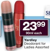Yardley Deodorant For Ladies-90ml Each