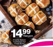 Freshly Baked Traditional Hot Cross Buns-6 Per Pack