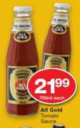 All Gold Tomato Sauce-700ml Each