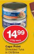Cape Point Shredded Tuna In Oil/Brine-170g Each