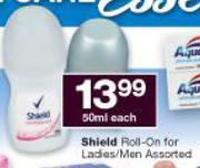 Shield Roll On For Ladies/Men Assorted-50ml Each