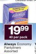 Always Economy Pantyliners Assorted-40 Per Pack