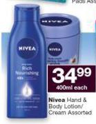 Nivea Hand & Body Lotion/Cream Assorted-400ml Each