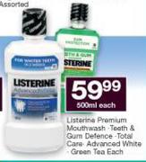 Listerine Premium Mouthwash,Teeth & Gum Defence,Total Care Advanced White,Green Tea-500ml Each