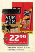 Yum Yum Peanut Butter/Sachets Assorted-400g/18 x 15g Per Pack