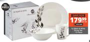IVY 12 Piece Black & White Dinner Set-Per Set